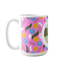 Caneca floral cor-de-rosa para 30º aniversário nom