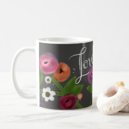 De Café Caneca floral do AMOR do quadro