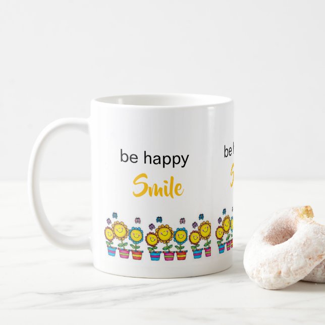 De Café Caneca Floral Girassóis Felizes  (Com Donut)