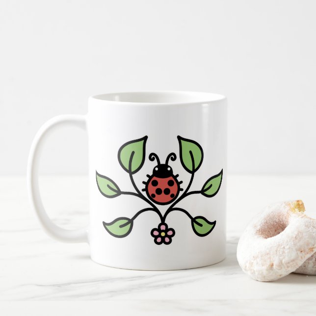 De Café Caneca Floral Joaninha (Com Donut)