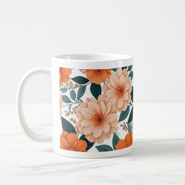 De Café Caneca Floral Laranja (Esquerda)