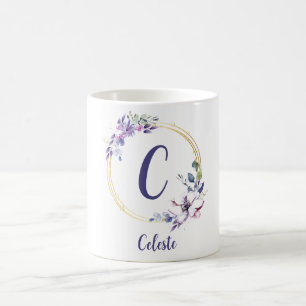De Café Caneca Floral Monograma Moderna Fofa