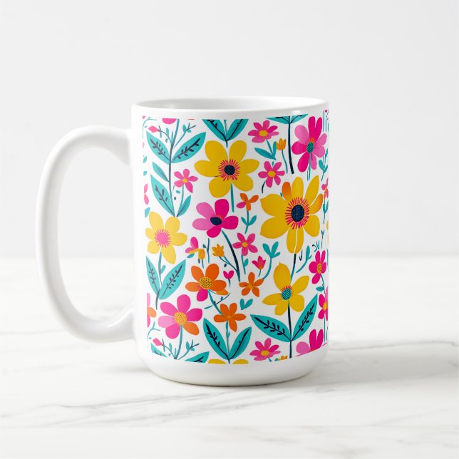 De Café Caneca Floral Ousada Pintada (Esquerda)
