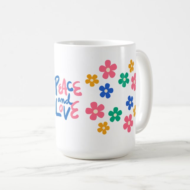 De Café Caneca Floral Paz e Amor (Frente Esquerda)