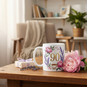 De Café Caneca Floral Personalizada para o 90º Aniversário