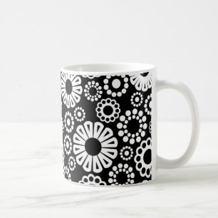 De Café Caneca floral preto e branco