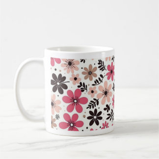 De Café Caneca Floral Rosa e Preta