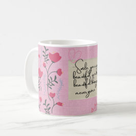 De Café Caneca Floral Rosa Feminina | "Sorria, você é lind