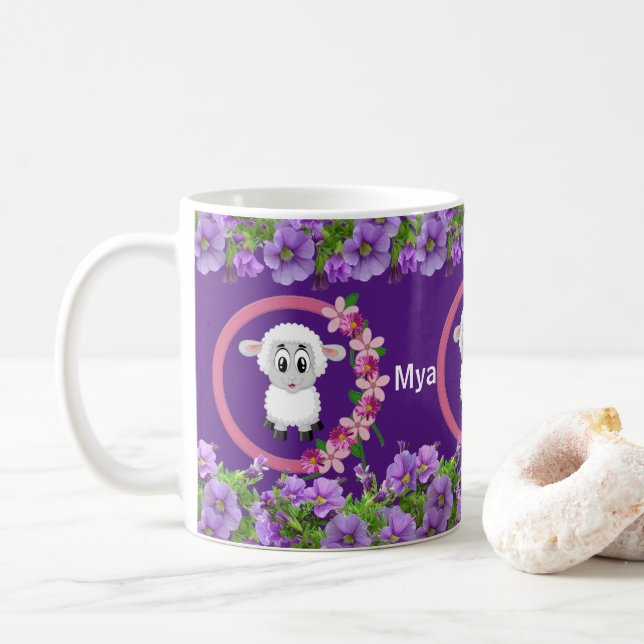 De Café Caneca Floral Roxa (Com Donut)
