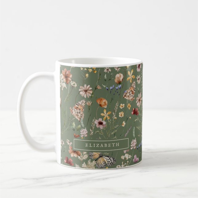 De Café Caneca Floral Verde (Esquerda)