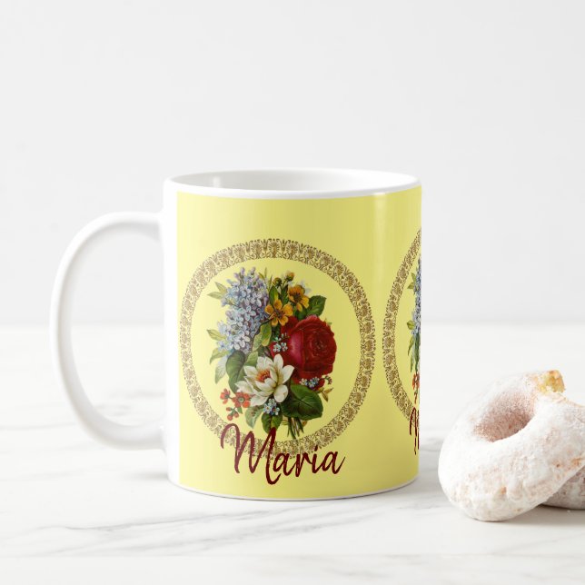 De Café Caneca Floral Vitoriana (Com Donut)