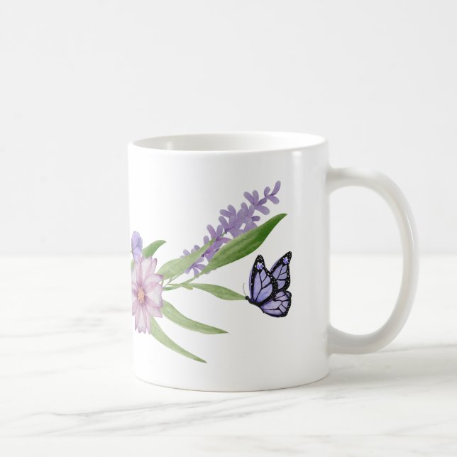 De Café Caneca Flores e Borboletas (Direita)