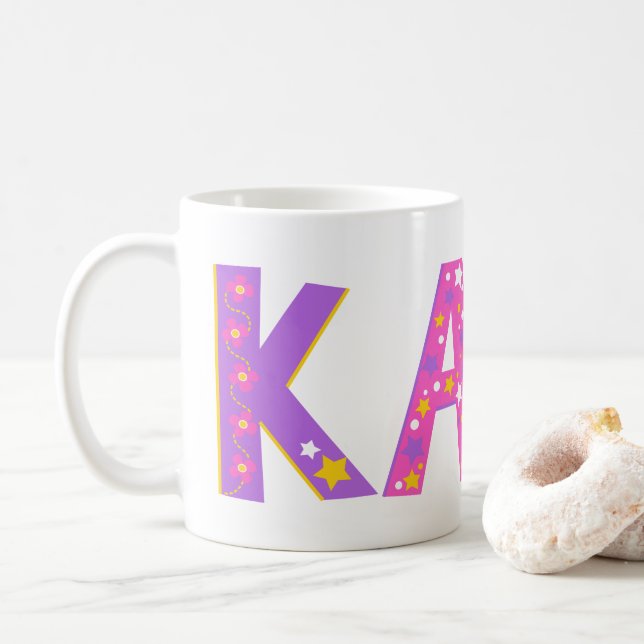 De Café Caneca flores Kate decorativas e estrela (Com Donut)