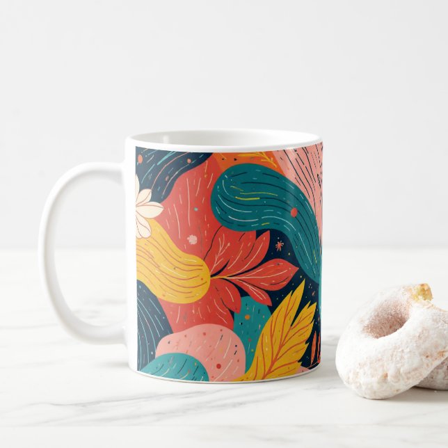 De Café Caneca Fluxo Floral Caprichoso (Com Donut)