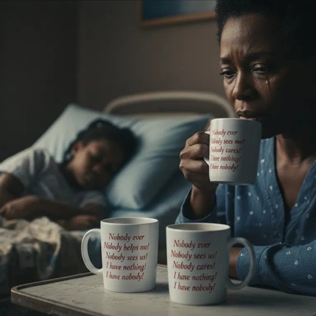 De Café Caneca Força Silenciosa para Almas Feridas (Nobody ever helps me. Nobody sees us. Nobody cares. I have nothing. I have nobody)
