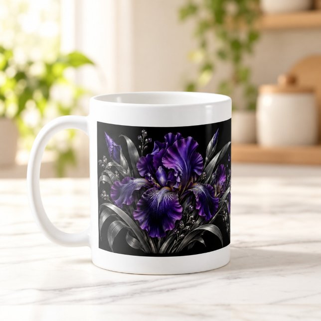 De Café Caneca Garden After Dark Midnight Iris (Garden After Dark Midnight Iris Mug — digital mockup.)