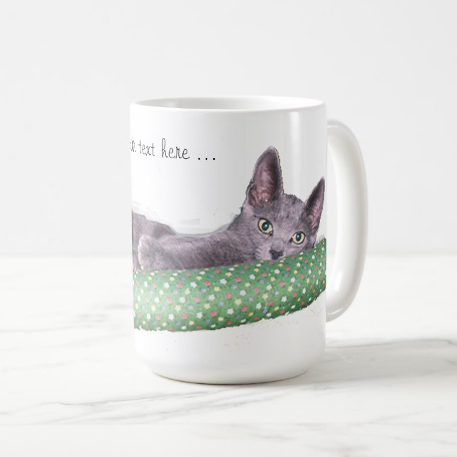 De Café Caneca - gatinho Russian Blue (Frente Esquerda)
