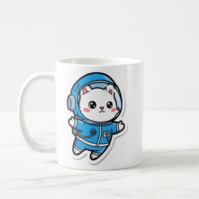 De Café Caneca Gato Astronauta Fofo Kawaii (Esquerda)