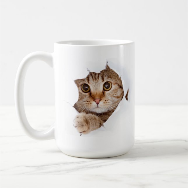 De Café Caneca Gato Curioso – Caneca Divertida e Fofa (Esquerda)