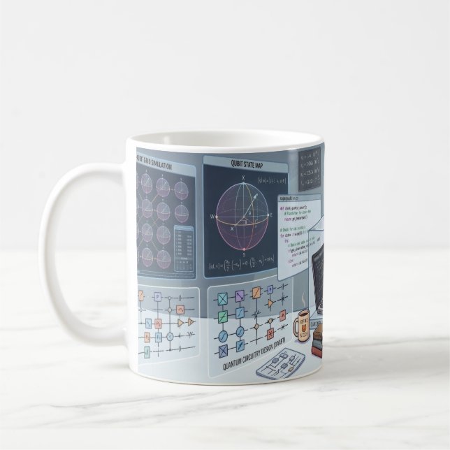 De Café Caneca Gato Fofo do Laboratório Quântico (Esquerda)