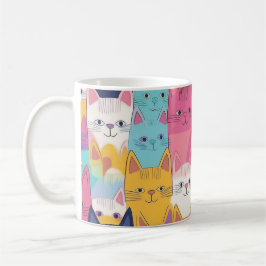 De Café Caneca Gatos Coloridos – Arte Pop Felina Divertida