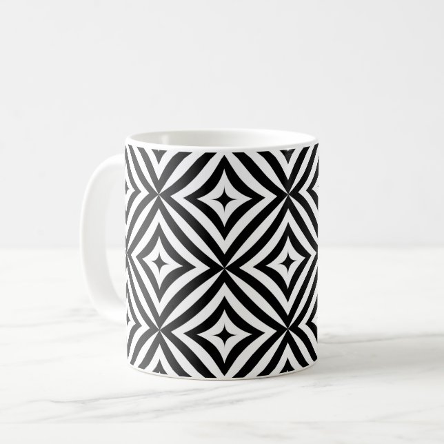 De Café Caneca Geométrica Preta e Branca (Frente Esquerda)