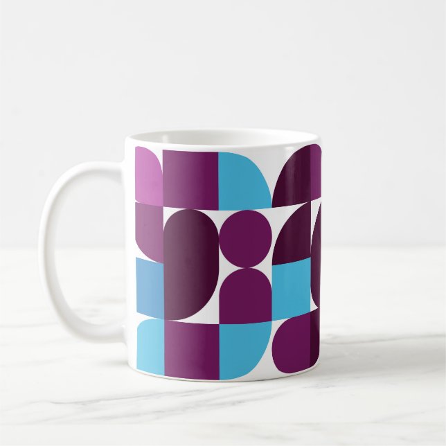 De Café Caneca Geométrica Retro – Meados do Século em Core (Esquerda)