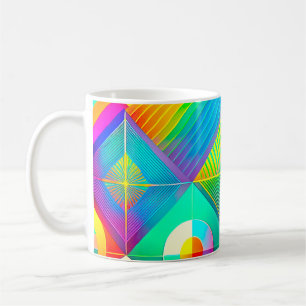 De Café Caneca Geométrica Retro – Meados do Século em Core