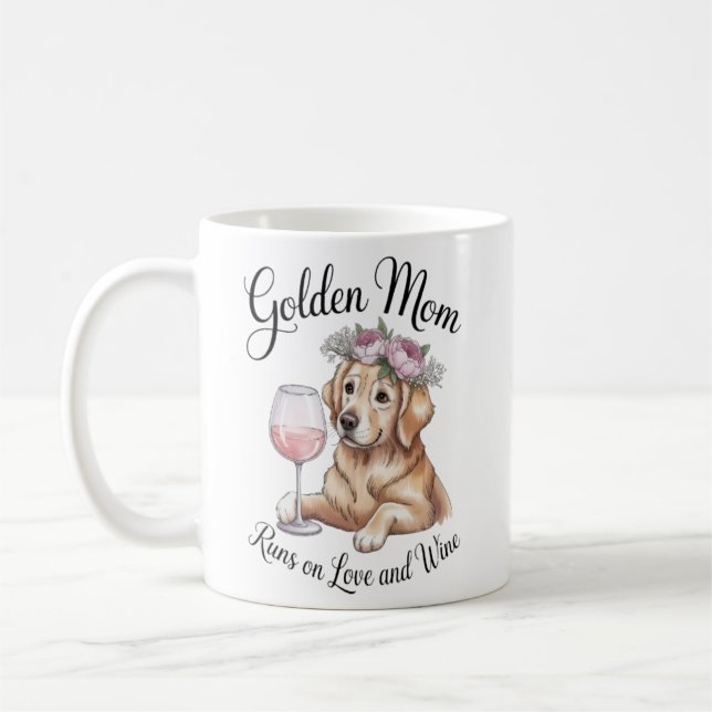 De Café Caneca Golden Mom Funciona com Amor e Vinho Funny  (Esquerda)