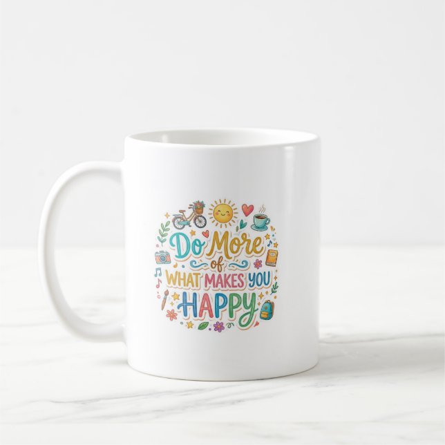De Café Caneca Gráfica Fofa Vibrações Positivas (Esquerda)