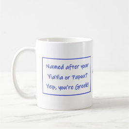 De Café Caneca Grega com Dito Sobre o Seu Nome