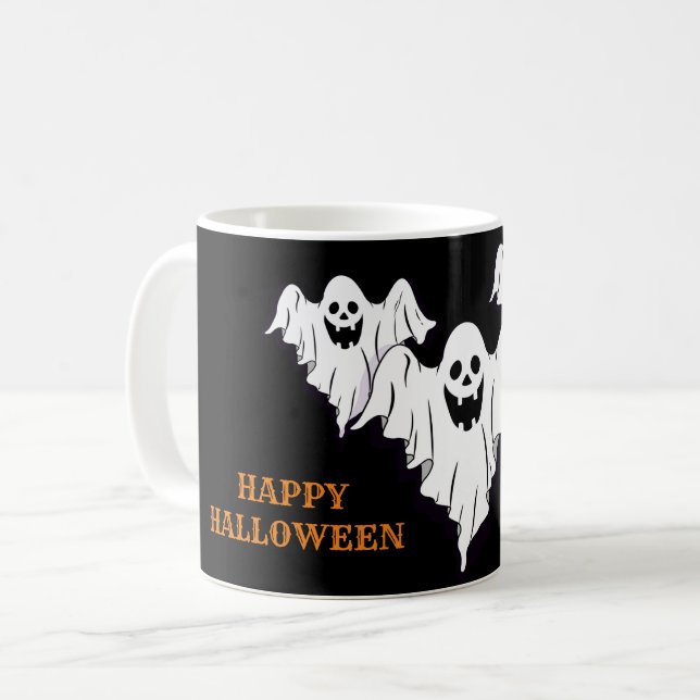 De Café Caneca Halloween Fantasmas (Frente Esquerda)