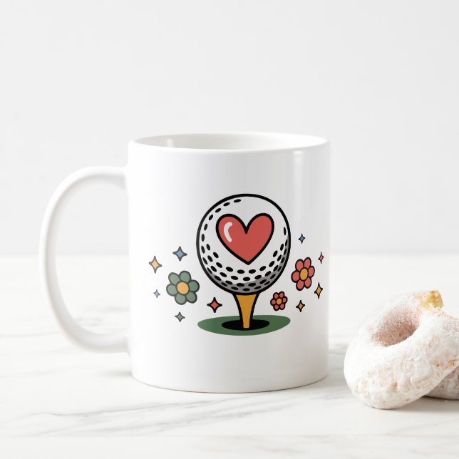 De Café Caneca Heart With Floral Elements — Saúde & Bem-Es (Com Donut)