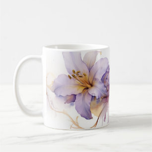 De Café caneca impressa em lírio