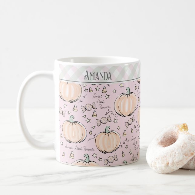 De Café Caneca Infantil Pequena Abóbora Rosa Pastel (Com Donut)