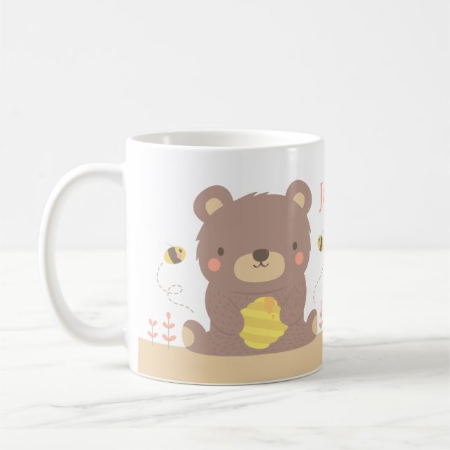 De Café Caneca Infantil Urso e Abelhas da Floresta Fofa (Esquerda)