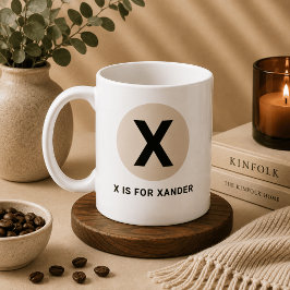 De Café Caneca Inicial Moderna – Design “X é para [Nome]”
