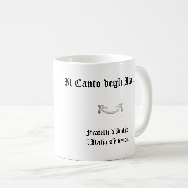 De Café Caneca Italiana com Bandeira e Início do Hino (Frente Esquerda)
