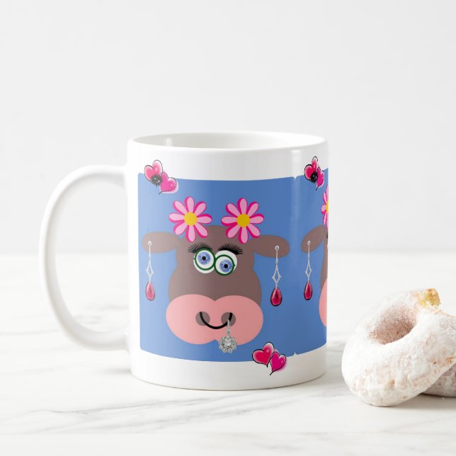 De Café Caneca Joias Corações Rosa Vaca (Com Donut)