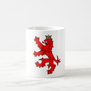 De Café Caneca Leão Vermelho Rampante com Coroa Dourada