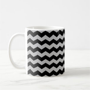 De Café Caneca Listras Pretas e Cinzas Zigue-Zague Chevron