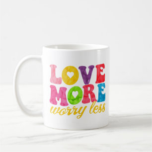 De Café Caneca Love More Worry Less – Colorido Ousado Retr