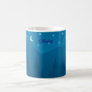 De Café Caneca Lua Estrelas acima das Montanhas Nome Perso