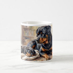De Café Caneca Mãe Rottweiler e Filhote – Presente para Am