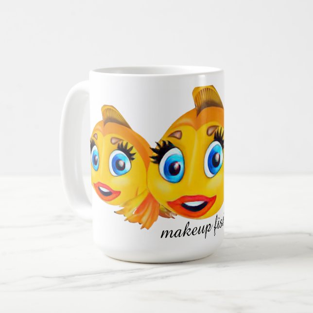 De Café caneca MAKEUP FISH (Frente Esquerda)