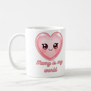 De Café Caneca Mamy é o Meu Mundo - Coração Kawaii Rosa Fo