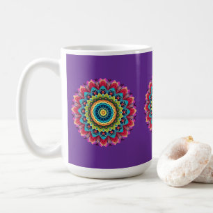 De Café Caneca Mandala Arco-Íris Colorida