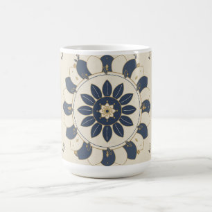 De Café Caneca Mandala Azul Creme Presente Boho