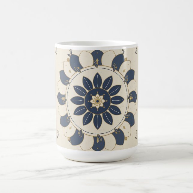 De Café Caneca Mandala Azul Creme Presente Boho (Centro)