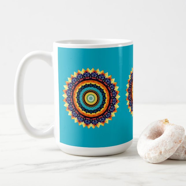 De Café Caneca Mandala do Sol Floral (Com Donut)